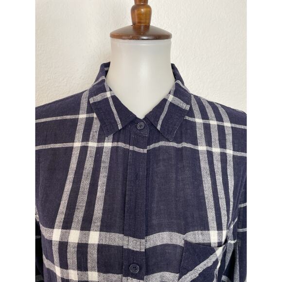 Rails Top Shirt Plaid Button Down Linen Blend Charli - Picture 2 of 12